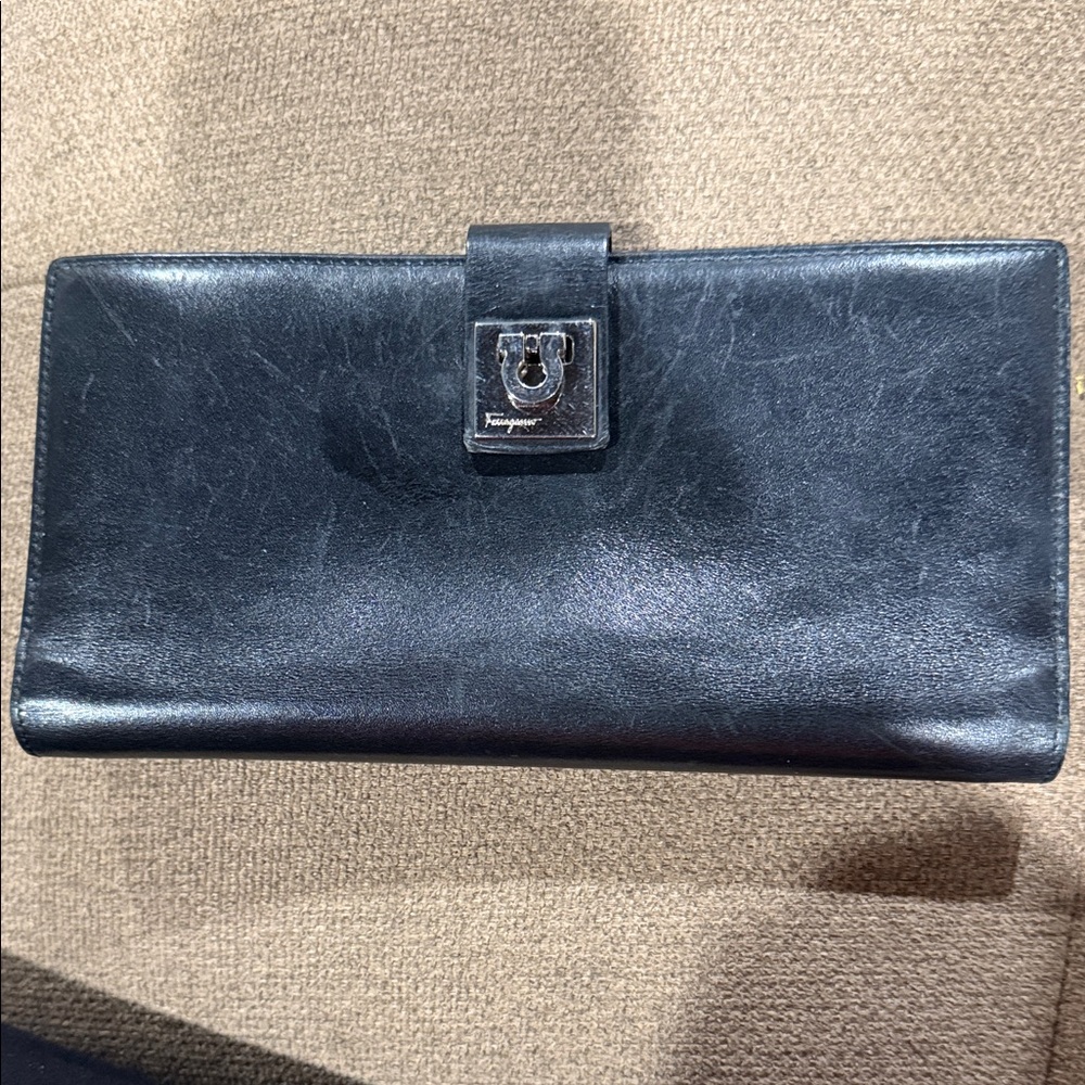 Salvatore Ferragamo Black Leather Wallet